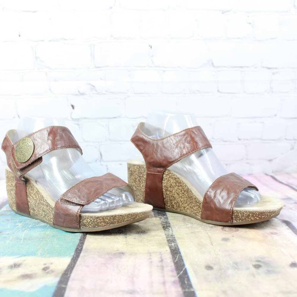 ABEO Una Leather Wedge Sandal Shoes Size 8 N - Picture 3 of 9